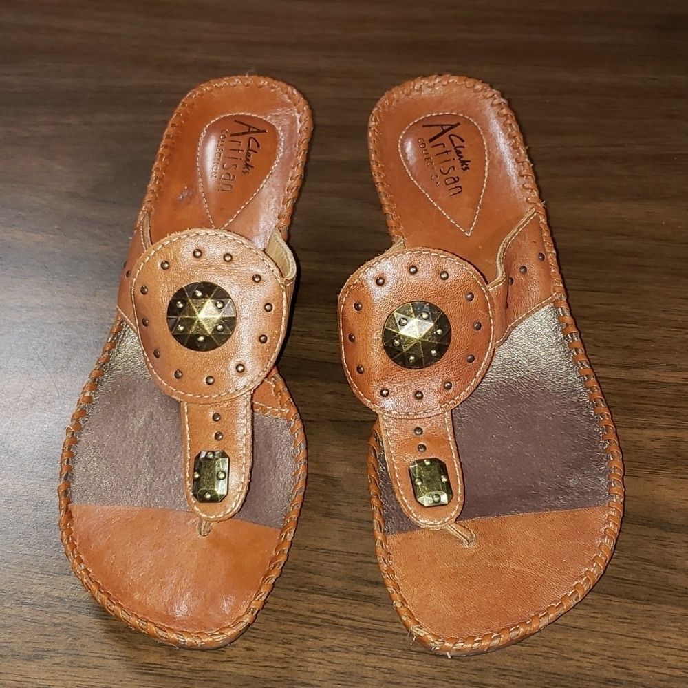 Clark's‎ Artisan Collection Brown Thong Sandals 7
